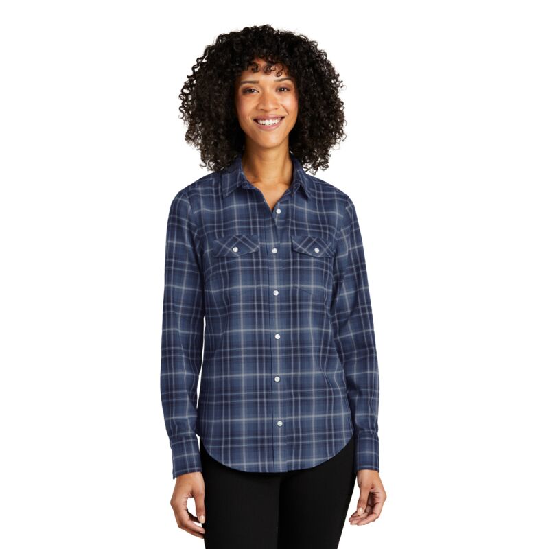 Women's Long Sleeve Ombre Plaid Shirt Thumbnail