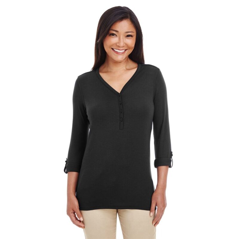 Women's Perfect Fit™ Y-Placket Convertible Sleeve Knit Top Thumbnail
