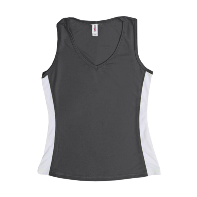 AJ215 Women's V-Neck Colorblock Tank Thumbnail