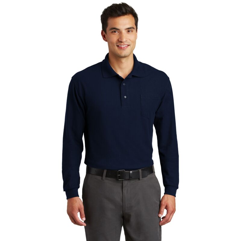 Long Sleeve Silk Touch™ Polo with Pocket Thumbnail