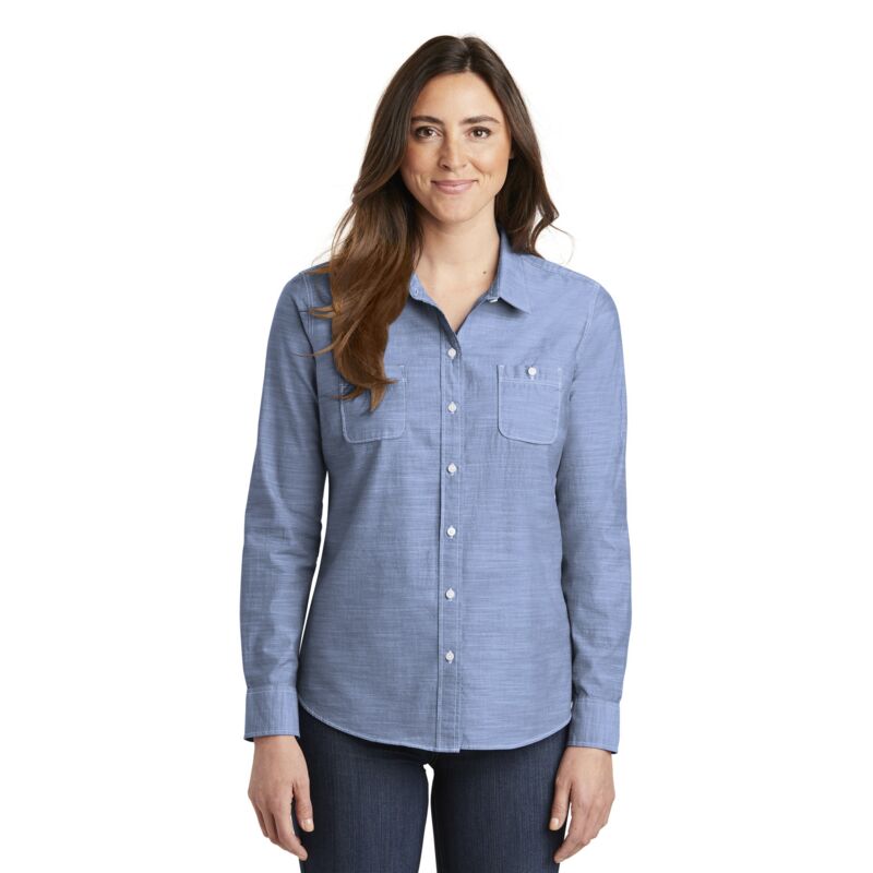 Ladies Slub Chambray Shirt Thumbnail